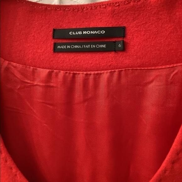 Vibrant red wool blend Club Monaco dress w/exposed zipper & pockets. Y2K - Picture 7 of 8